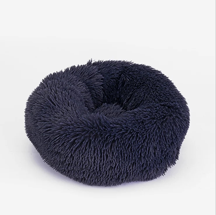 

Cute Small Soft Faux Fur Calming Plush Pet Beds Washable Round Donut Pet Beds Dog, Customized color