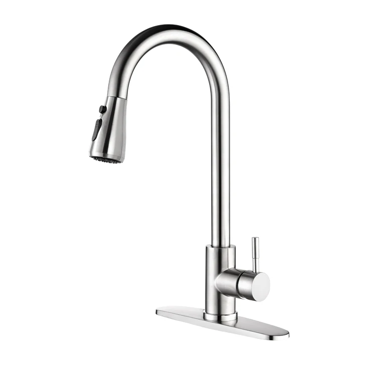 

2021 New Product Deck Mount Instant Boiling Water Tap Chrome Pull Out Kitchen Faucet With Pull Qut Sprayer Kitchen Sink Faucet