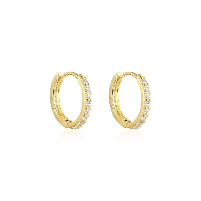 

Carline 2023 Fashionable 18K Gold Plated 925 Sterling Silver Zircon Huggie Hoop Elegant Jewelry earrings for women