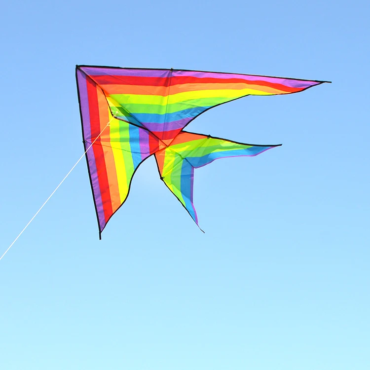 
Chinese Weifang Colorful delta rainbow fish kites easy flying outdoor 
