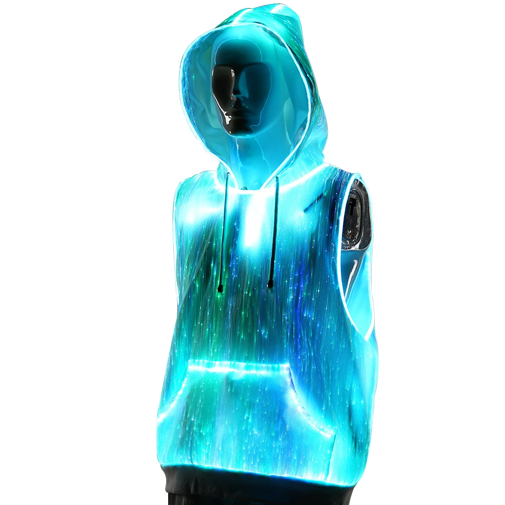 

Hot led light up hip hop no zipper pullover sleeveless bape hoodie