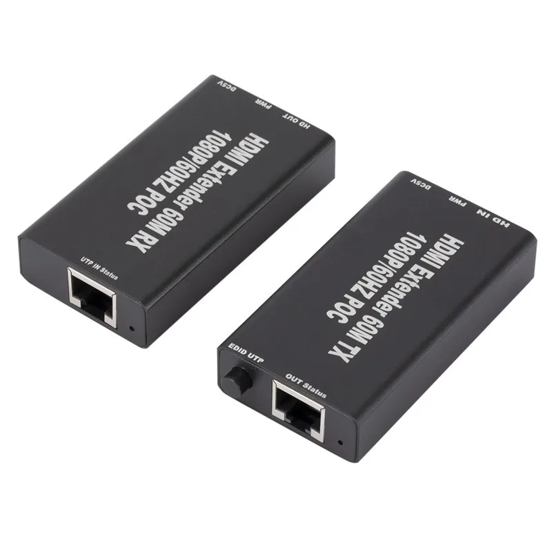 

1080P TX/RX with Over Signal cable 60M 196FT HDMI extender by cat6 3D capable HDMI Extender, Black