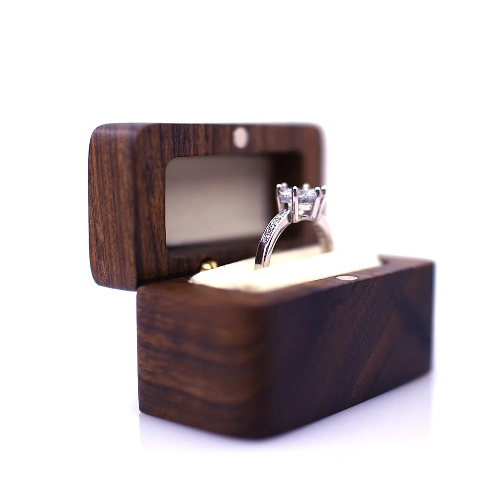 

Walnut Wood Veneer Wooden Jewellery Packaging Set Boxes Velvet Insert Necklace Ring Earring Small luxury custom Jewelry Gift Box