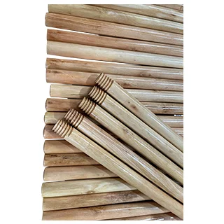 Varnished wooden broom stick