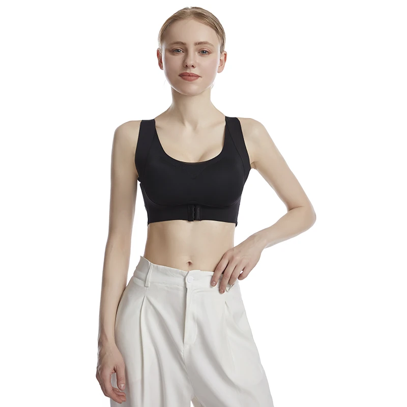 

Black Sexy Adjustable Female Sports Bra Comfort Yoga Fitness Sleeveless Bra, Black/white