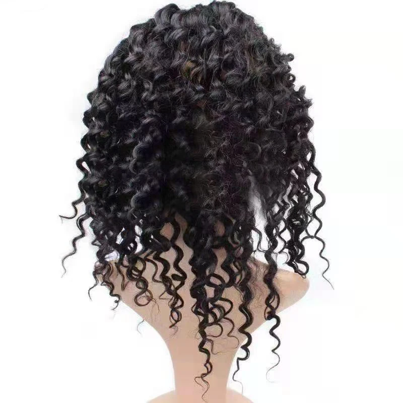 

Real human hair wig 360 hair block Deep wave full lace real human hair 360 frontal