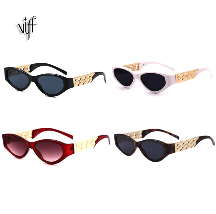 

VIFF HP18739 Gold Metal Chain Glasses Lunettes Gafa de Sol Designer Hip Hop Sunglasses for Star, Oem