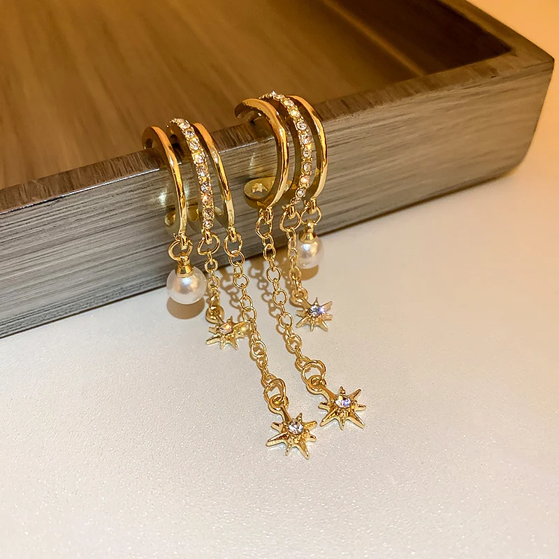 

2021 tassel fancy crystal star earrings