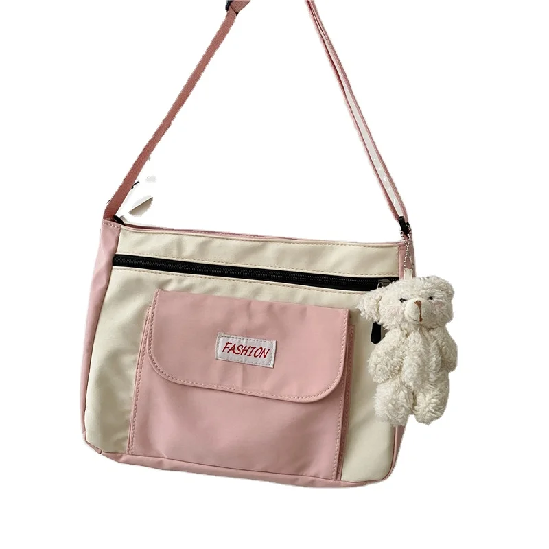 

Retro Look Young Style Small Canvas Webbing Messenger Shoulder Bags, Pink