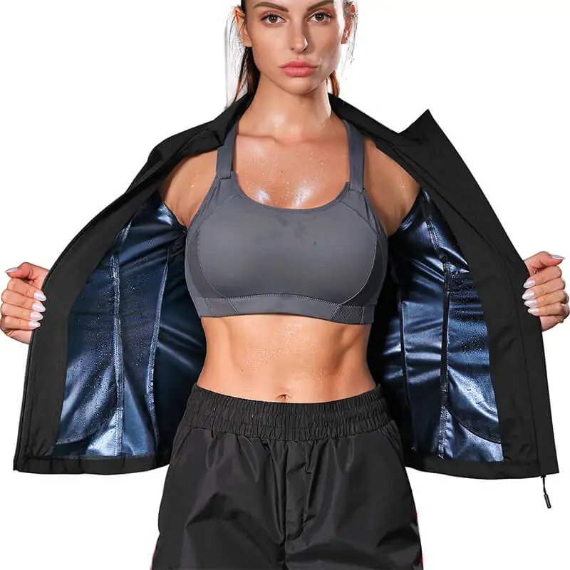 

Women Sweat Training Jacket Long Sleeve Body Shaper Workout Hot Sweat Weight Loss Sweating Sauna Suits