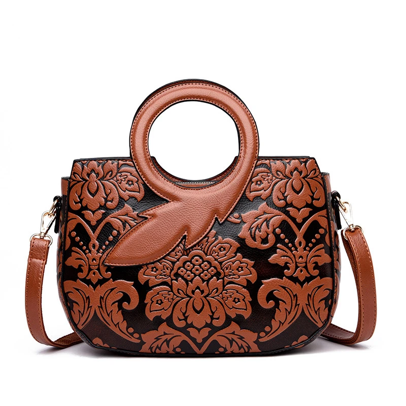 

PU Leather Fashion Luxury Embossed Flower Ladies Designers Tote Handbags For Women, Multicolor