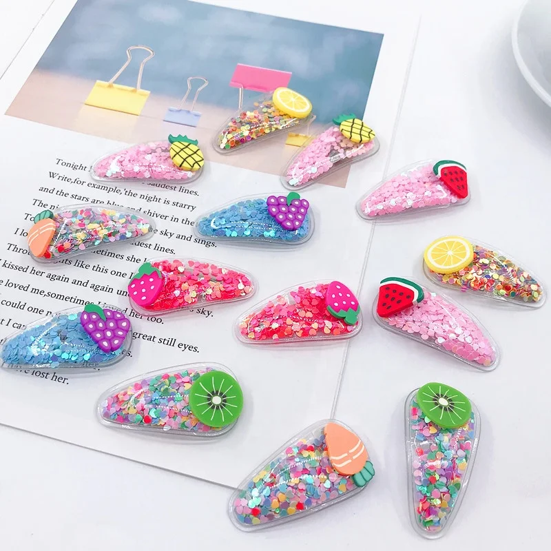 

Baby girls PVC clear Hair clip quicksand Fruit Hair Pin Kids Children Transparent Hair Grips