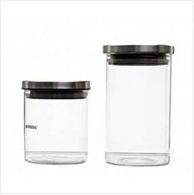 

High Borosilicate Glass Airtight Canister Storage Jar Bamboo Lid Jar Candy Glass Jar, As your client's requirement