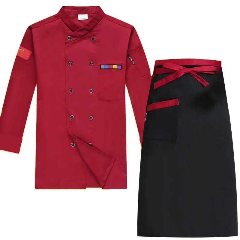 

Long / Short Sleeve Chef Uniform Factory Wholesale Chef Clothes Chef Coat Uniform, White/black/dark blue/red