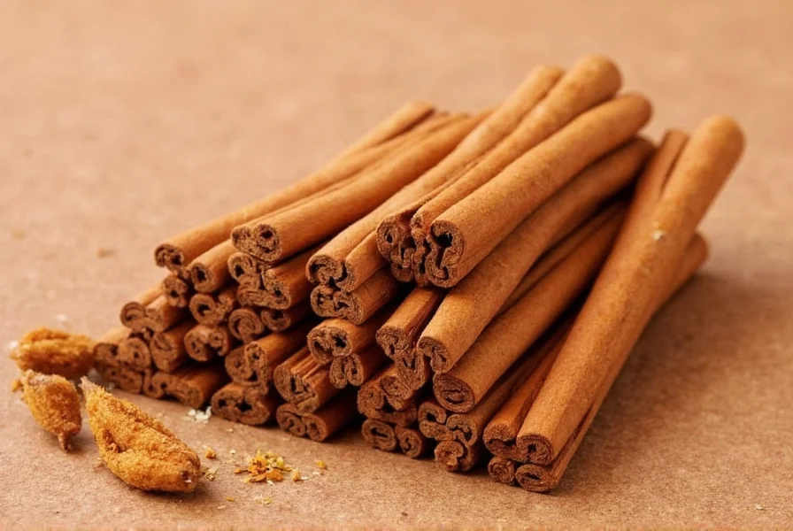 Different types of cinnamon sticks and powder showing Ceylon versus Cassia varieties