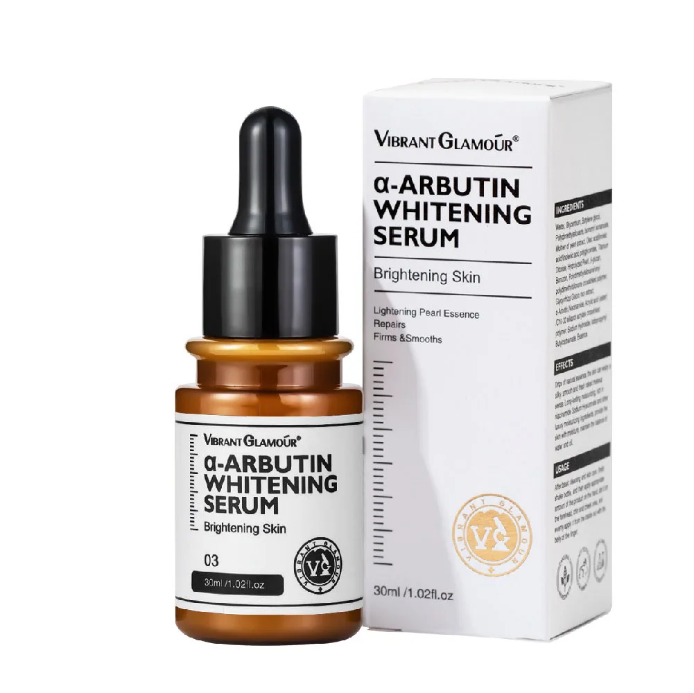 

On Stock Wholesale Skin Care Liquid Solution Natural Organic Arbutin Lightening Serum Women Whitening Facial Serum 30ml, Transparent