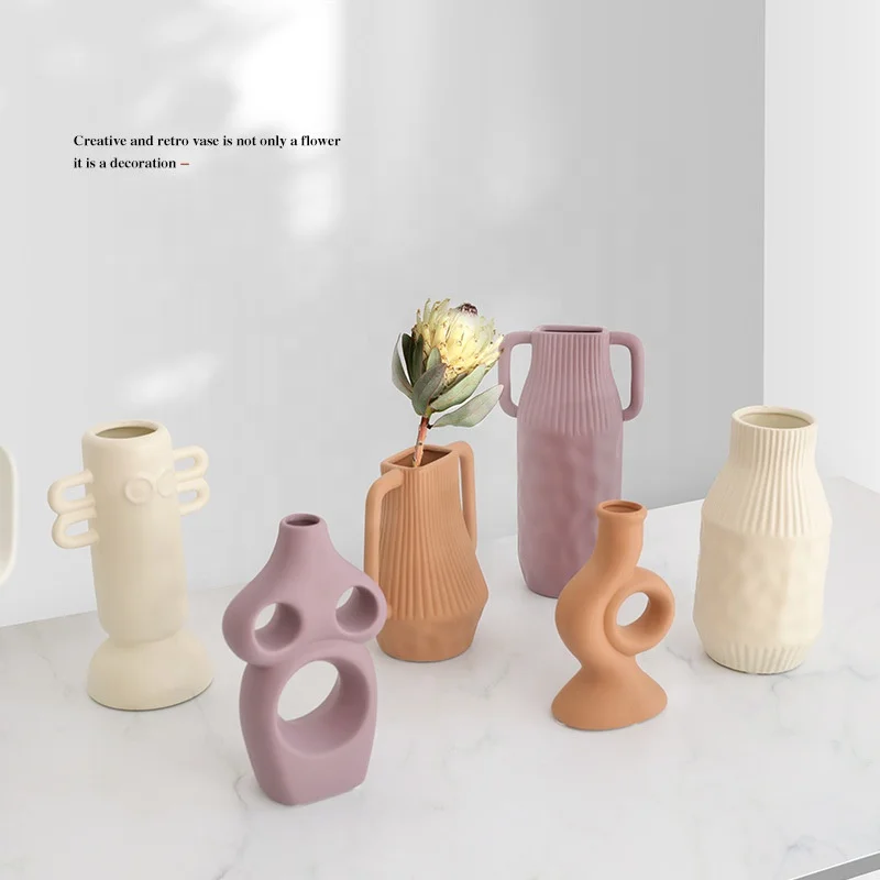 

Nordic morandi different shape dysmorphism ceramic vase ornament for home decoration, As picture