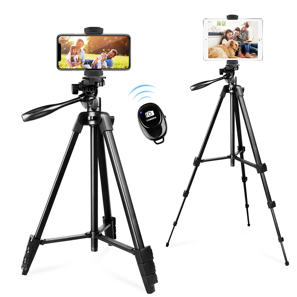 

UEGOGO T9 57Inch Mini Tripod for Phone Portable Lightweight Aluminum Tripod Stand with Universal Cell Phone Holder Remote, Black+red, customized