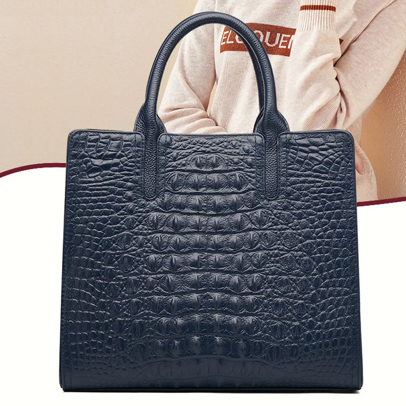 

Customize Luxury Retro Crocodile Handbags Large Cowhide Leather Tote Crossbody Bag 2021