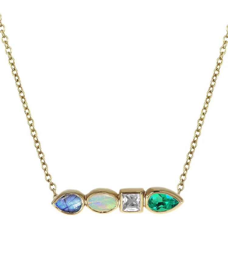

Classic Design gemstone necklace natural stone with labradorite 925 sterling silver moonstone necklace