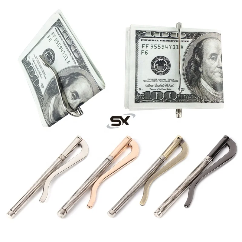 

custom High Quality 8x1.5cm Metal Bifold Money Clip Bar Wallet Replace Parts Spring Clamp Cash Money Holder clip
