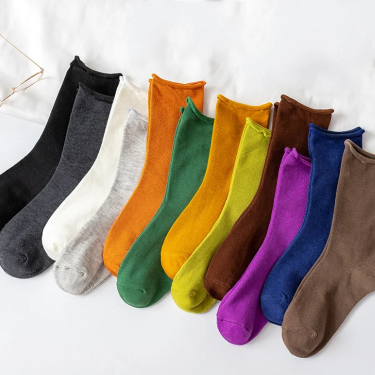 

Curled cotton socks fit 12 colors women's socks ins style crew socks