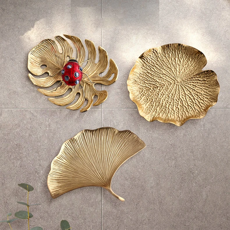 

Nordic art brass leaf tray creative wedding gift wine cabinet decoration ornament jewelry storage tray, Br001