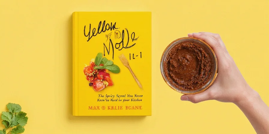 Close-up of yellow mole sauce in a bowl