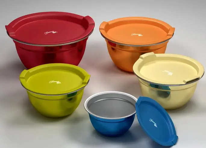 
3QT high quality stainless steel mixing bowl with non slipping silicone bottom and stainless steel handle 