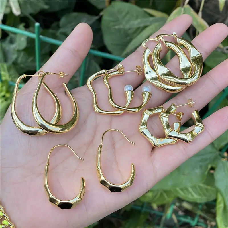 

2021 New 18k Gold Plated Shinning Chunky Hoop Earring Wholesale
