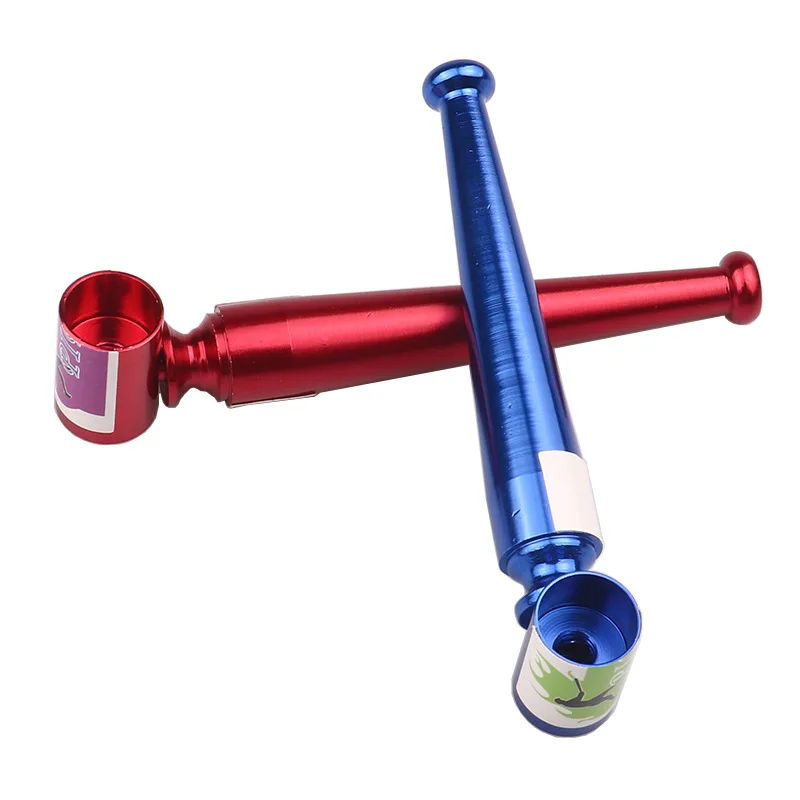 

Factory Direct sales metal long baseball shape portable models small pot foreign trade export tobacco set pipe, Blue, red, black, silver