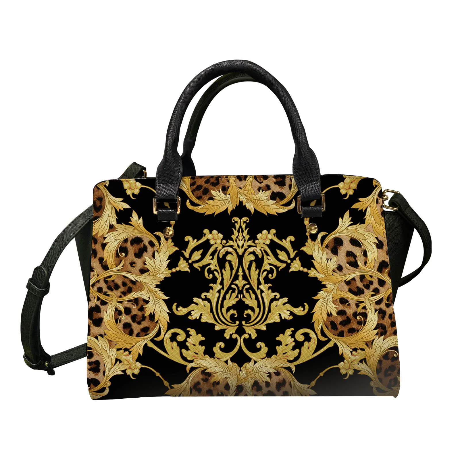 

Luxury Crossbody Handbags for Women Leopard Golden Retro Flower Design Leather Claissic Top Handle Casual Purse Satchel Tote Bag, Accept custom made