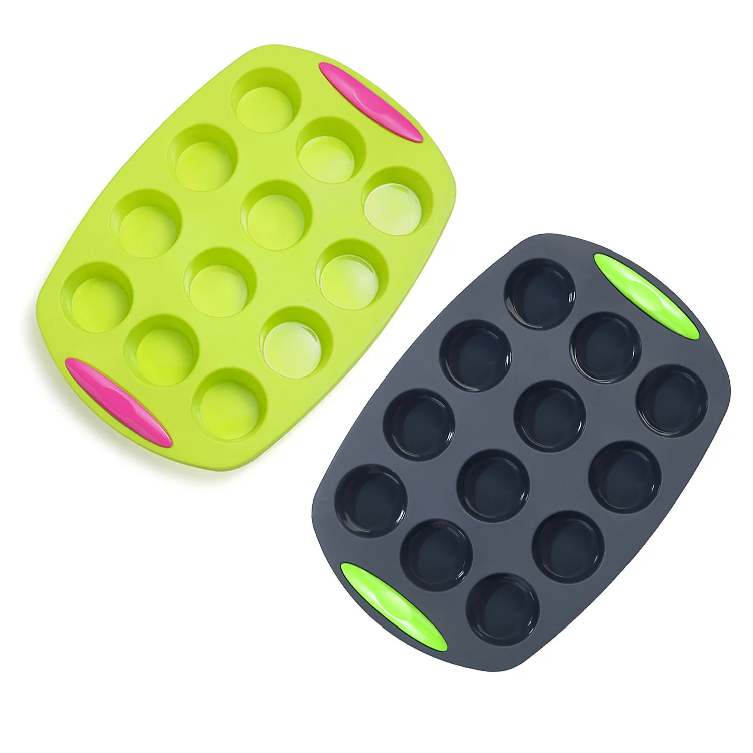 

12 cavities silicon cake pan non stick silicone cupcake mold tray, Customized color
