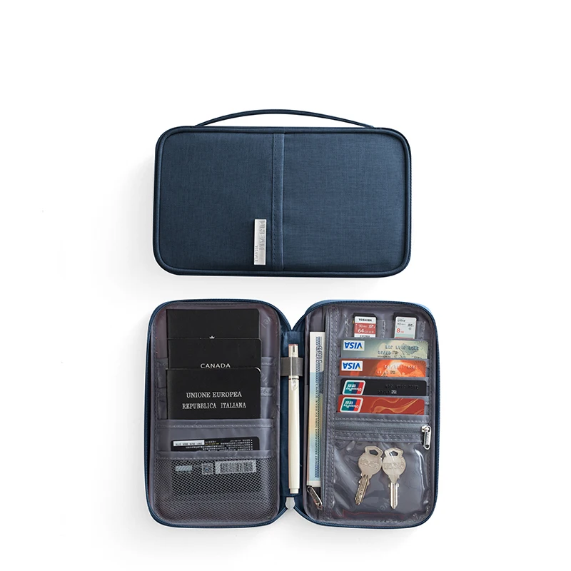 

Travelsky wholesale Travel Wallet Document Organizer Bag Family Passport Holder, Grey or customized