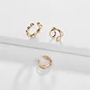 Simple jewelry accessories ear clip adjustable Gold plated brass no hole 3 pcs set ear cuff