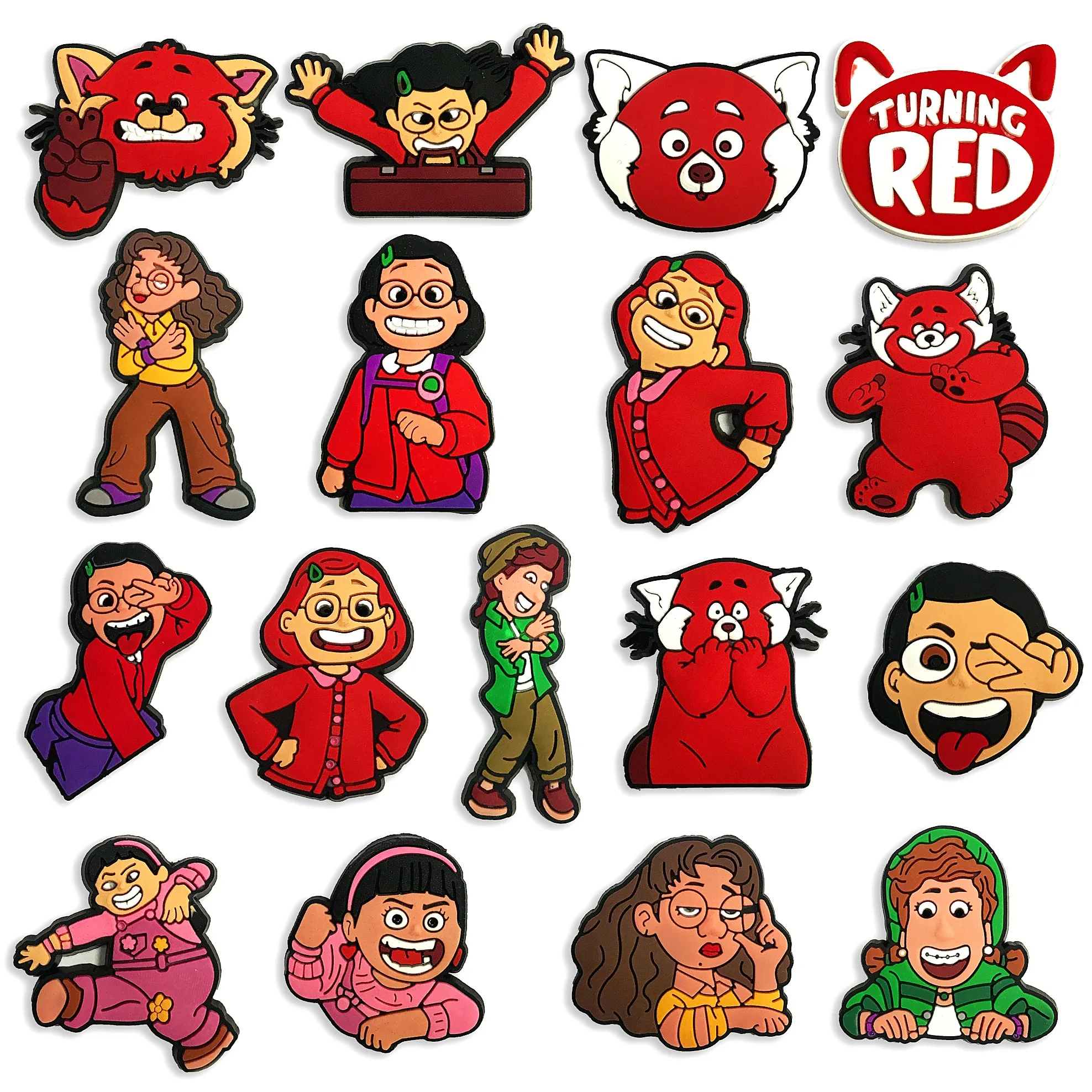

Turning red design Cute Cartoon Bear soft PVC children's clogs charm decoration