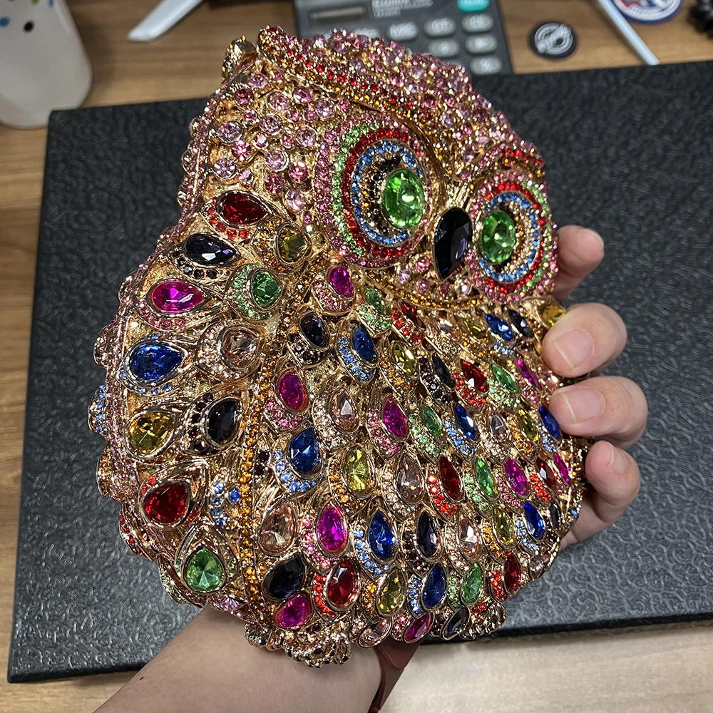 

hot sale owl animal bling bags women rhinestone party clutch bag evening bags crystal handbags for women luxury purse