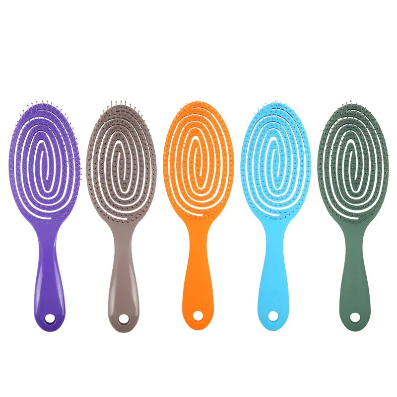 

Curly Curved Hair Brush Multi Color Wet And Dry Hollow-out Detangling Hair Brush Custom Logo