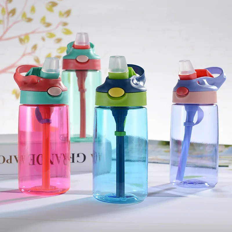 

2020 promotional customized kids drinking bottle juice bottle water bpa free hot sale plastic drink water bottle with straw, Blue,red,green and purple