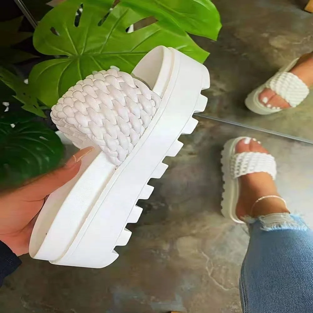 

Sponge Bottom Woven Noodles Woman 2021 Sandales Femmes Sandals For Women And Ladies, As picture