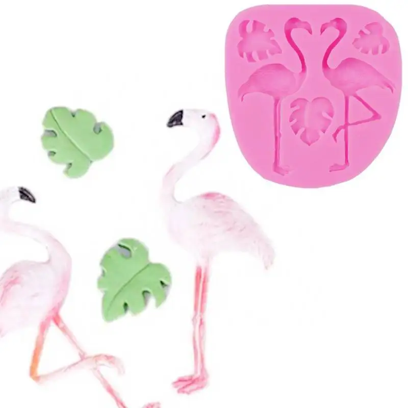 Flamingo Silicone Mold Leaf Fondant Cake Decorating Tools Candy Chocolate Moulds