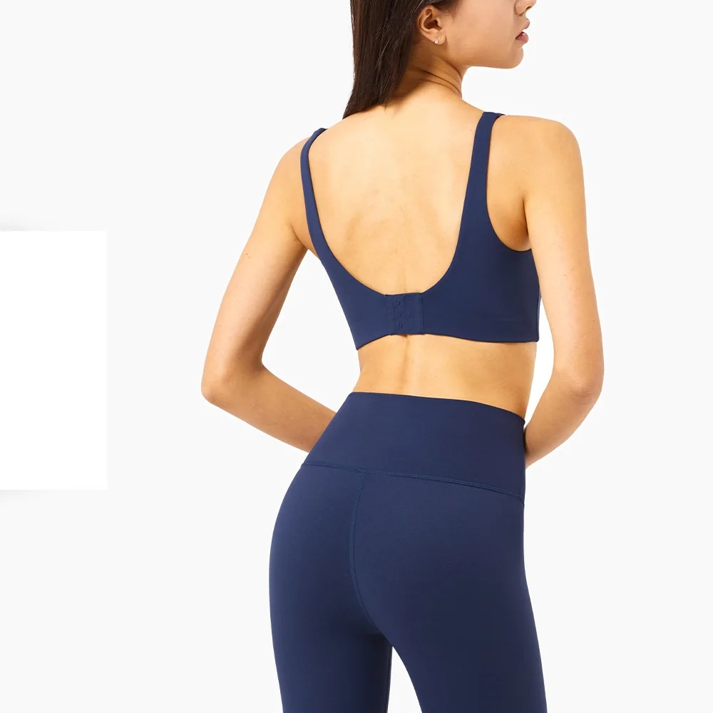 

The latest fashion seamless buckle lulu yoga fitness gathering bra, Blue,white,dark blue,brown,dark grey,pink