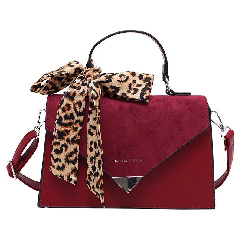

2021 Fashion Pure Color Soft Suede Leather Silk Scarf Bow Ladies Shoulder Bag Handbags for Women, Customizable