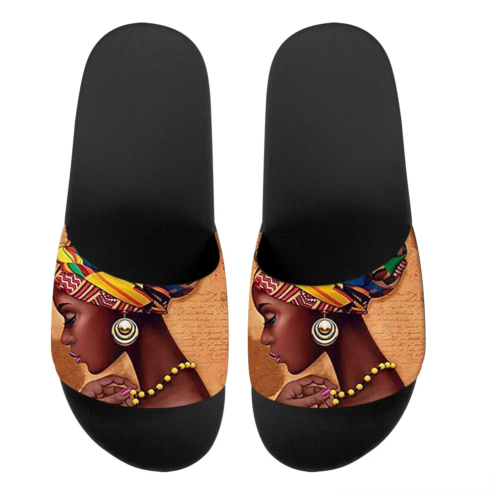 

THIKIN African Women Pattern Design Printed On Demand Custom Slippers Lightweight Drop Shipping Slippers For Ladies, Customized color slippers