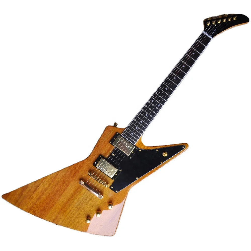 

Flyoung Hot Sale Unusual Shape Light Brown Electric Guitar with Cheap Price High quality