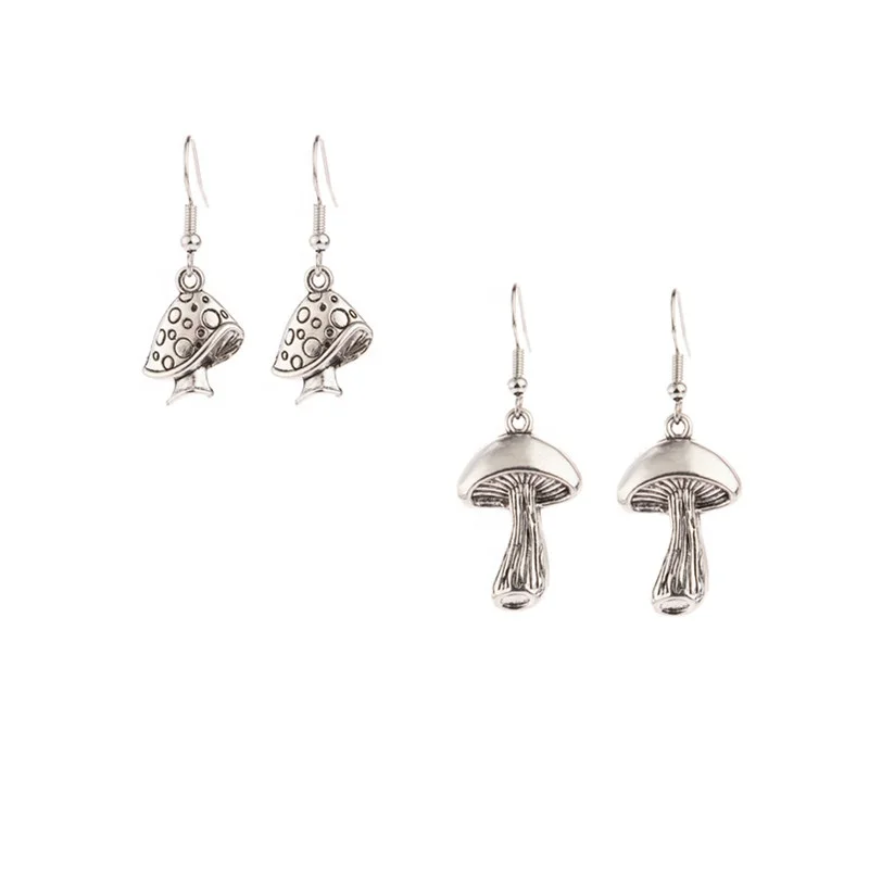 

Fashion Creative Silver alloy Mushroom Shape Pendant Earrings DIY hot selling alloy mushrooms charm pendant earring, Picture show