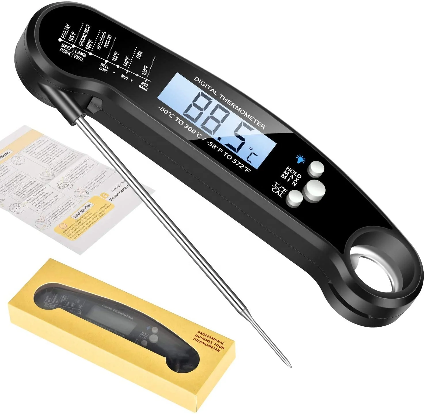 

BBQ thermometer, 2020 Amazon Choice Digital Instant Meat Food Thermometer for BBQ or Grilling