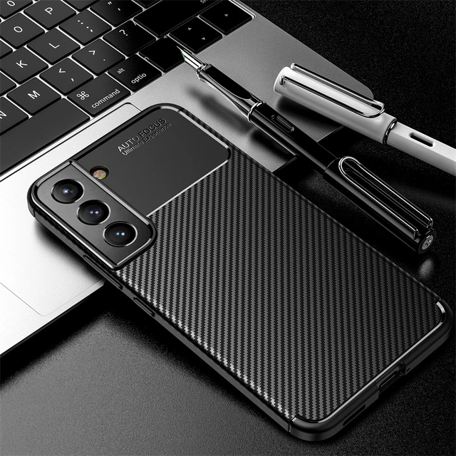 

Carbon Fiber Texture Soft Silicone Phone Case for Samsung S22 Pro Ultra, Black, blue