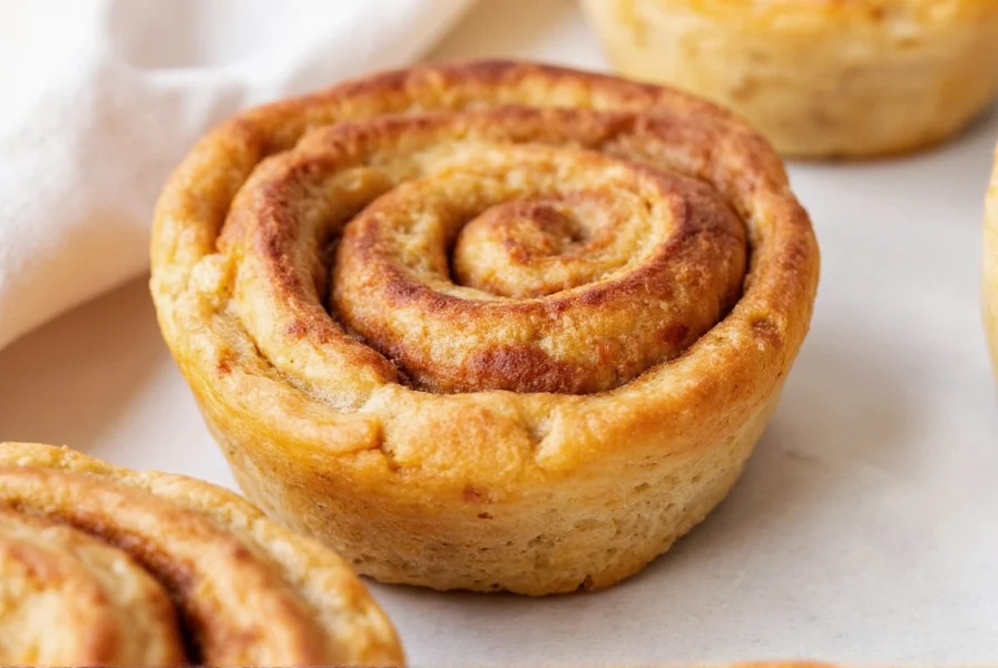Finished apple pie made from cinnamon rolls showing golden brown crust with bubbling apple filling, served with vanilla ice cream