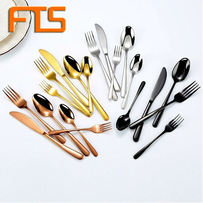 

FTS Cutlery Stainless Steel Set Kitchen Luxury Party Restaurant Rose Gold Wholesale Bulk Silver Flatware Sets